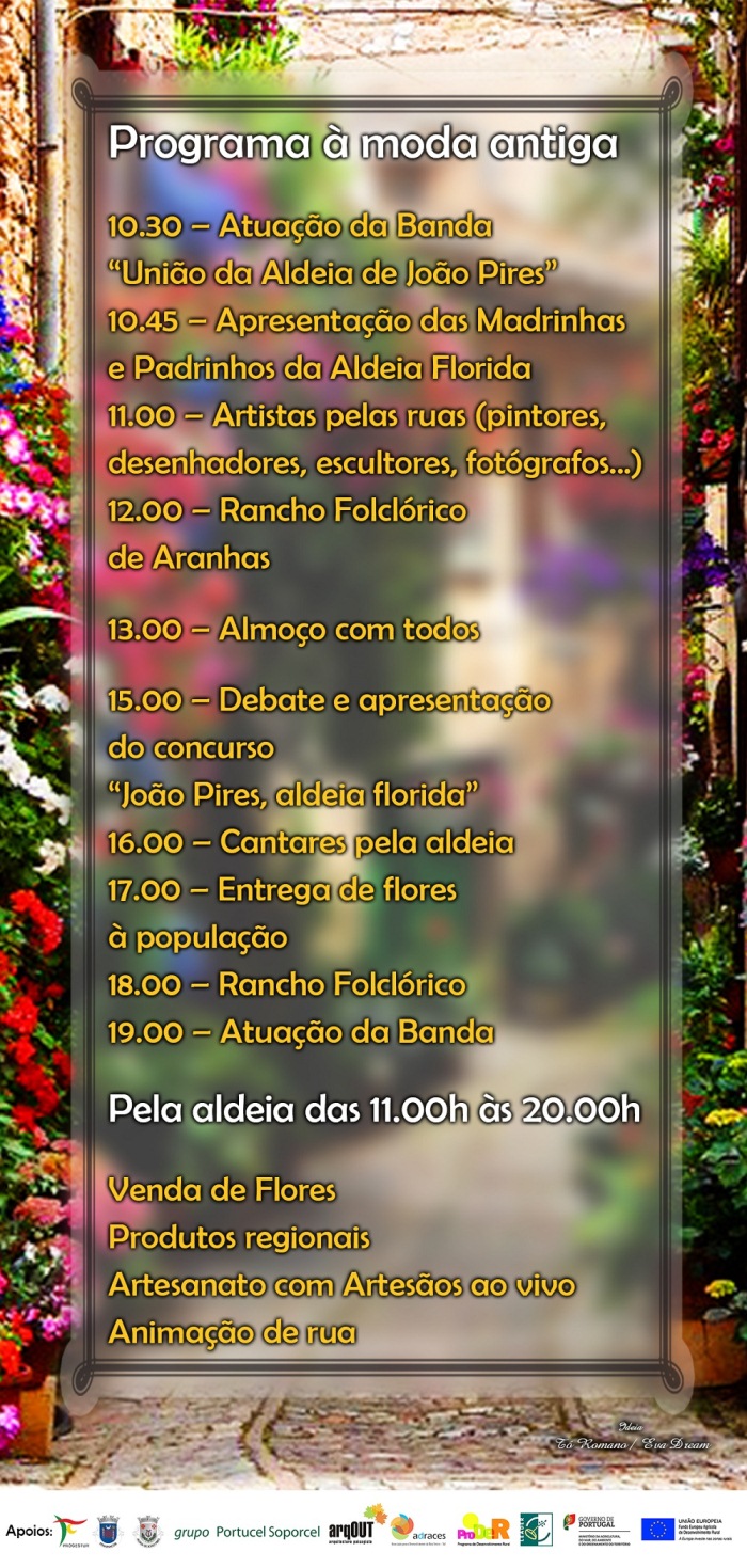 Programa do evento Florir Aldeia João Pires